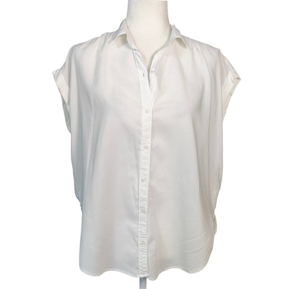 Abercrombie‎ & Fitch White Boxy Button Down Shirt Cotton Viscose Oversized Small